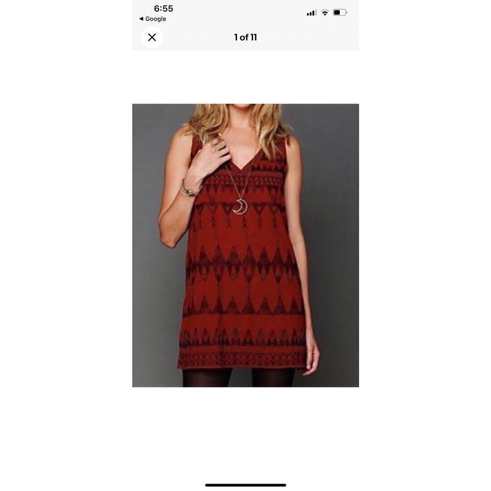Free People Women Frances Beaded V-Neck Sleeveless Mini Dress Sz XS Boho Party - Picture 2 of 8